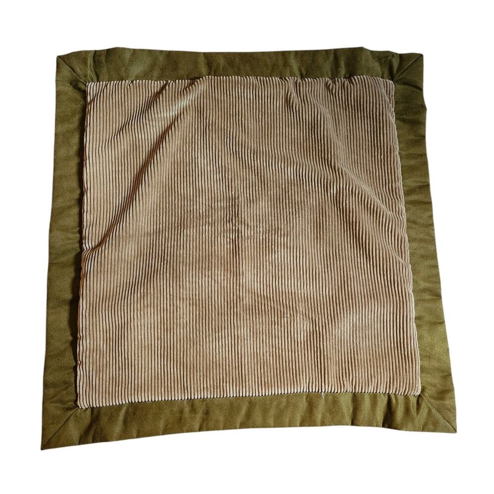 Vintage Jennifer Taylor 29" Square Pillow Sham Olive Green Thick Corduroy